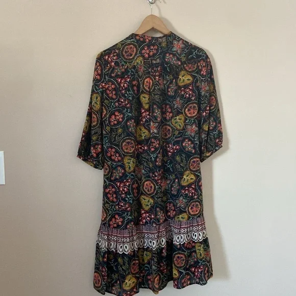 Saloni -Paisley Multicolor Print Tyra Dress In Batik Border - Picture 7 of 12